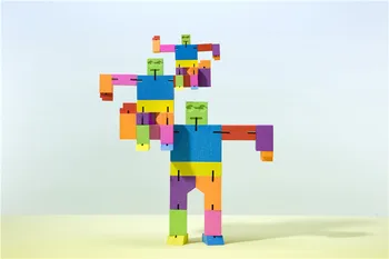 1бр 10см куб щанд 17см дървена Бук фигура Cubebot блок фигурки кукла мини посочени отвратителен характер играчка playbot модел фотограф d11