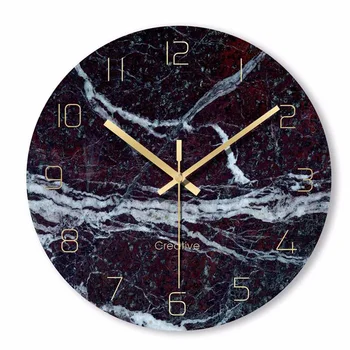 1бр кръгли стенни часовници прости декоративни творчески скандинавските модерни мраморни Часовници стенни часовници за всекидневна кухня, офис спални