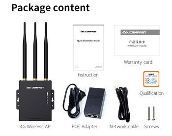 2.4 G открит Wifi рутер plug & play 4G LTE модем със SIM карта слот на безжична точка за достъп с 3 * 5dBi ненасочени антени
