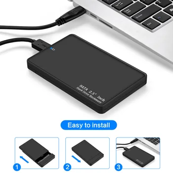 2.5 inch USB 3.0 SATA Hd Box Drive HDD External HDD Enclosure black Case Tool Free 5 Gbps Support UASP for SSD/ 2TB Hard Disk