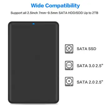 2.5-инчов SATA to USB 3.0 SSD адаптер за Samsung Seagate SSD 2TB твърд диск Box външния корпус на твърдия диск, адаптери за карти памет