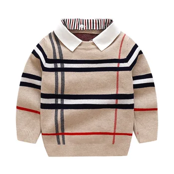 2-8Т дете бебе момче дрехи есен-зима топъл пуловер топ с дълъг ръкав обикновен пуловер мода вязаный джентълмен облекло