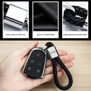 2 Pack Car Styling Leather Hand Нетъкан Car Ключодържател for Ford with Logo Car Key Chain Ring Car Interior Ключодържател for Chevrolet