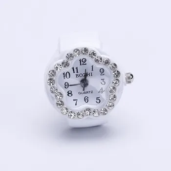 2 бр Безплатна доставка 2016 популярна творческа Дама момиче стомана кръгла гума кварцов безименен пръст часовници