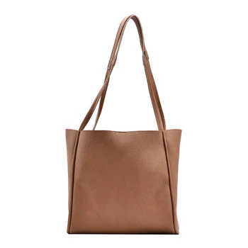 2 бр. / компл. високо качество на мека изкуствена кожа плътен цвят жената чанти за рамо марка чанти е нов кофа големи дизайнерски Чанти, дамски чанти