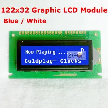 2 бр. / лот 122x32 12232 122*32 графичен матричен LCD модул син / бял led светлини ST7920 5 до Безплатна доставка