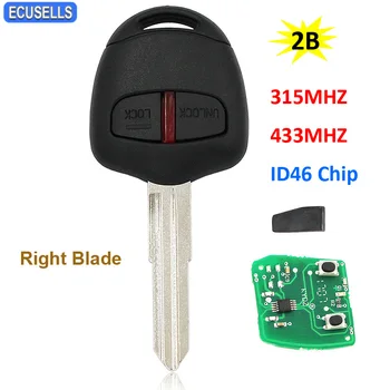 2 бутон на дистанционното Smart Car Key Fob за Mitsubishi Lancer Outlander L200 Shogun 315 mhz или 433 Mhz с чип ID46 Uncut Right Blade