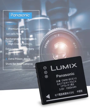 2 елемента Panasonic 3.6 v 1000mAh DMW-BCE10 BCE10 CGA-S008E S008E DB70 Camera Battery Lumix DMC-FS5 DMC-FS20 със зарядно устройство DE-A40