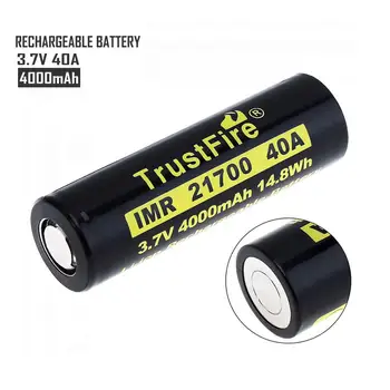 2 елемента TrustFire 21700 Батерия 3.7 V 40A 4000mAh 14.8 W литиево-йонна акумулаторна батерия със защитени печатна платка за детски играчки/електрически инструменти