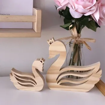2 елемента естествен дървен Лебед сладък животни блокове играчка емулация на Лебед модели детски децата образователни играчки