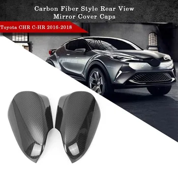 2 елемента карбон Черен страничен капак за обратно виждане огледала за обратно виждане капак завърши черупки ABS подходящ за Toyota CHR 2016 Corolla 2016 2017
