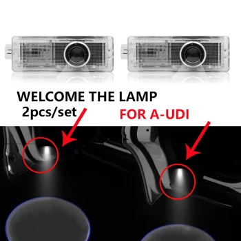 2 елемента колата добре дошли светлина проекция на вратата лазерна лампа за Audi b5 b6 b7 b8 A3 A4 A4L A5 A6 A6L C5 C6 RS4 RS5 Q3 Q5 Q7 автомобилни аксесоари