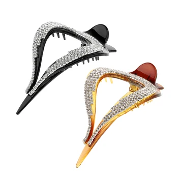 2 Опаковане. Жените Crystal Diamante Косата Нокът Сцепление Опашката На Притежателя Клип Пин Инструмент За Стилизиране На Прическа