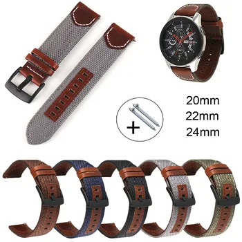 20 mm 22мм 24мм найлонови каишка кожена каишка за часовник Samsung Galaxy 42мм 46мм Active 2 Amazfit GTR Watch GT 2 гривна Band