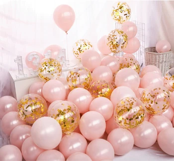 20 бр латекс конфети балон перлен прах розово злато Рожден Ден, сватба бижута надуваеми хелий изненада