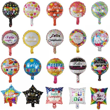 20 бр/лот 10 инча Feliz Cumpleanos испански Честит рожден ден балони през цялата майлар хелий балон Happy Birthday Party Air Globos