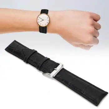 20 мм черен качеството на универсален изкуствена кожа унисекс регулируеми часовници каишка здрав ремък смяна на аксесоари за часовници