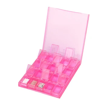 20 слота за бижута паравани скоростна организатор прозрачен розов пластмасов калъф за мъниста шевни бижута за нокти, аксесоари отделение