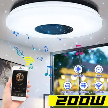 200 W RGBW музика led тавана лампа 38 см скрит монтаж кръгла лампа Bluetooth високоговорител приложение / дистанционно управление затъмняване на Умен дом осветление