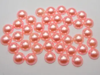 200 смесен цвят половината Перлата на топката 10 мм, плоски гърба кръгли скъпоценни камъни Бележки занаят