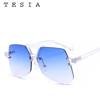 2017 TESIA Fashion Oversize слънчеви очила Жените и огледално покритие на реколтата выпученные очите известните дамски слънчеви очила са модерни слънчеви очила T5689