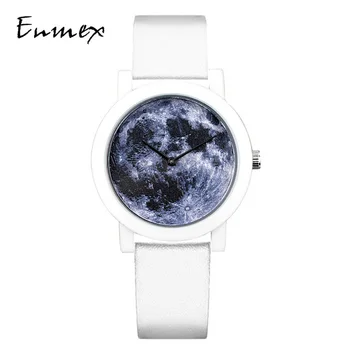 2018 Enmex creative design неутрални ръчен часовник moonscape 3D Stereoscopic оу simple face nature fashion кварцов дамски часовник