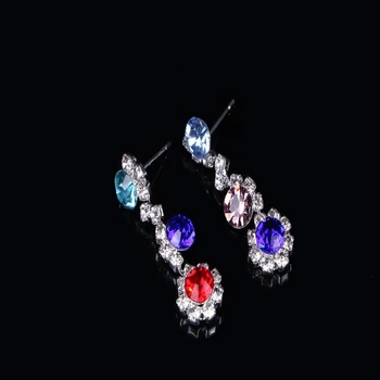 2018 Fashion Design ellipse Crystal Jewelry Set Many colors to choose includ колие и обеци костюм сватба и парти #N209