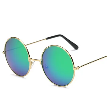 2018 NEWOversized Ретро Кръгли Слънчеви Очила Жените Марка Дизайнер Винтидж Слънчеви Очила Дамски Слънчеви Очила Steampunk Огледало Oculos De Sol