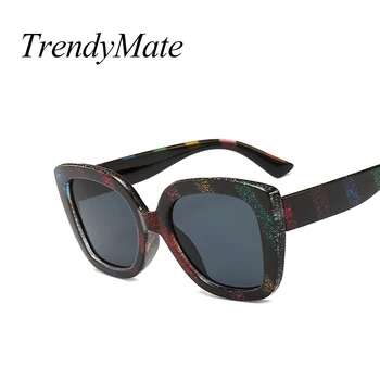 2018 Мода квадратни слънчеви очила Жени ретро марка дизайнерски слънчеви очила за жени на нови летни големи слънчеви очила с UV400 5292M