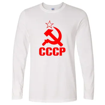 2018 Мъжка тениска пролет и есен CCCP руски мъжки тениски на СССР с дълъг ръкав За-образно деколте марка дрехи мода памук, тениски, потници