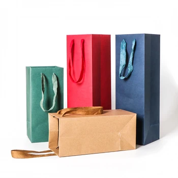 2018-нова творческа опаковка хартиена чанта подарък кутия с низ за червено вино масло бутилка шампанско носител на притежателя подарък за опаковане на вино