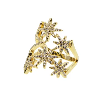 2018 нови пръстени звезда микро набор от Циркон злато напълнена мода зашеметяващ съраунд пръст пръстен сватба високо качество на бижута