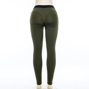 2018 Секси Yoga панталони фитнес Висока Талия гамаши жените Секси хип Push Up панталони Черен и зелен плътен цвят Дамски панталони