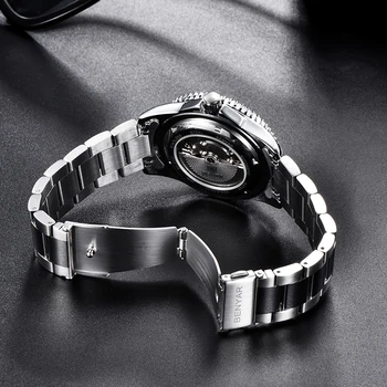 2019 BENYAR Top Brand мъжки механични часовници, автоматични модни луксозни мъжки часовник от неръждаема стомана