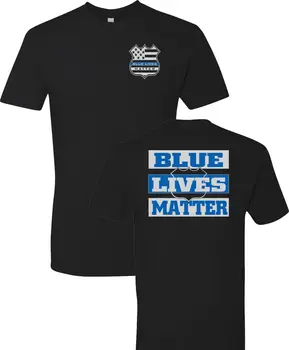 2019 Fashion BLUE LIVES MATTER Badge Front Block Print Back Police мъжка тениска 1222 Tee shirt