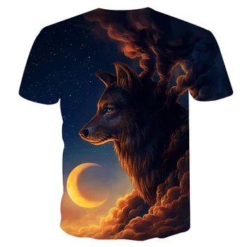 2019 flame Wolf printed 3D children T тениски boys girls T-shirt New Design Върховете Tees Short Sleeve Shirt Summer Animal Drop ship