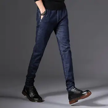 2019 Four Seasons нови мъжки дънки ежедневни високо качество Slim Fit еластичен деним прави панталони мода класически деним тесни дънки