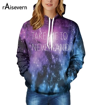 2019 New Galaxy Space Hoodie 3D Take Me To Neverland Смешни Letter Printed Sweats Top Hoody Men Women Fashion Sweatshirt Dropship