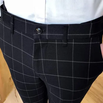 2019 New Мъжки Slim Fit Business Dress панталони за мъже костюм панталони с дължина до глезена мъжете годишният официален костюм панталон плюс размер S-4XL