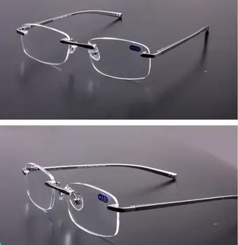 2019 Occhiali-Da Lettura Rimless Al-mg очила за четене ултра-леки пролетни слънчеви очила за краката +1 +1.5 +2 +2.5 +2.75 +3 +3.25 +3.5 +4