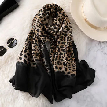 2019 дамски летни мода копринен шал Ombre Секси Леопард Dot Шалове и тайна кърпа женски. → Foulards лента за глава на 180*90 см