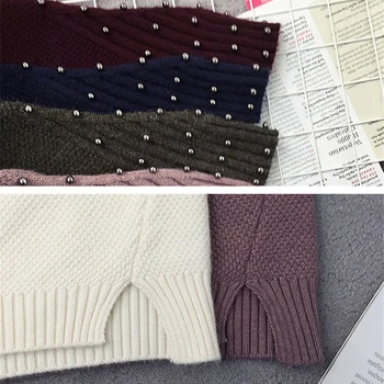 2019 Есен Зима нов дамски пуловер и във пуловер с дълъг ръкав еластичността жилетка ежедневни възли пуловери, Дамски блузи R922