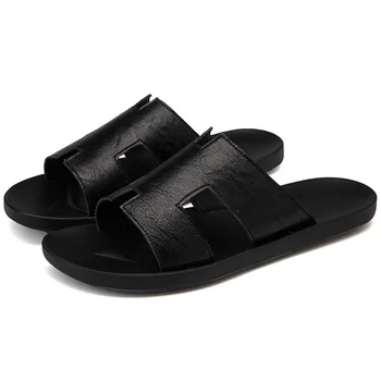 2019 летни мъжки кожени сандали нови чехли мъжки плажни ежедневни сандали и чехли с двойно предназначение сандали с високо качество сандали