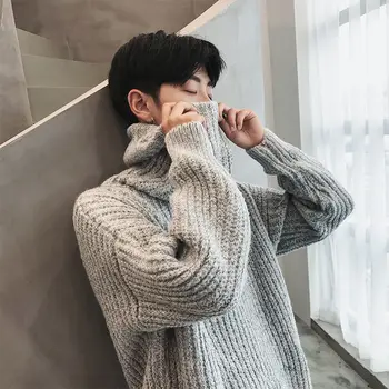 2019 Нов есен Мъжки пуловери ежедневни мъжки поло пуловери мъжки черен сив твърдо трико марка Clothing свободни пуловери