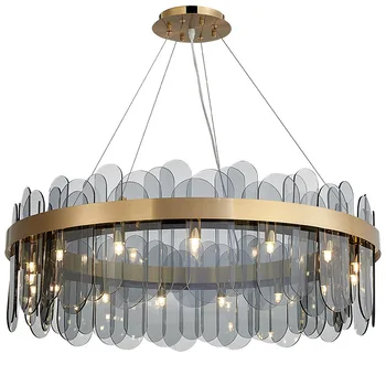 2019 нов модерен прост светлина луксозен стъклен led окачен лампа Спалня Хол Трапезария вътрешен окачен лампа Лампа