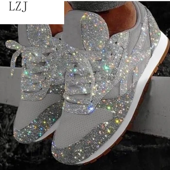 2019 плюс размери Дамски маратонки лъскави блестящи есенни обувки Дамски обувки на платформа дамски сребърни обувки за Тенис Feminino червен синьо