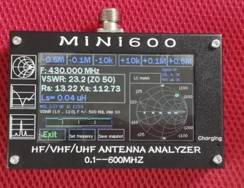 2020 0.1-600MHz HF/VHF/UHF ANT SWR Antenna Анализатор Meter Mini600 + Battery