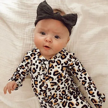 2020 Baby Boy Girl Леопард гащеризон мек памук Footies пижама, спален костюм за детски дрехи хлапето деца новородено бебе
