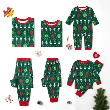 2020 Family Matching Pyjamas PJs Set Green Tree Kids Спално Облекло Nightwear Family Look Коледа Pajamas For Full Family Mommy Me