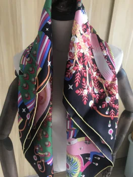 2020 fashion elegant brand design копринен шал 90*90 см квадратна шал саржевая обвивка за жени lady момиче